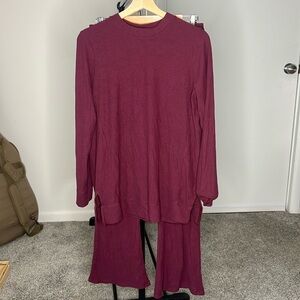 TOMMY JOHN Loungewear Pajama Set Long Sleeve Top Pants Port Wine Red Size M